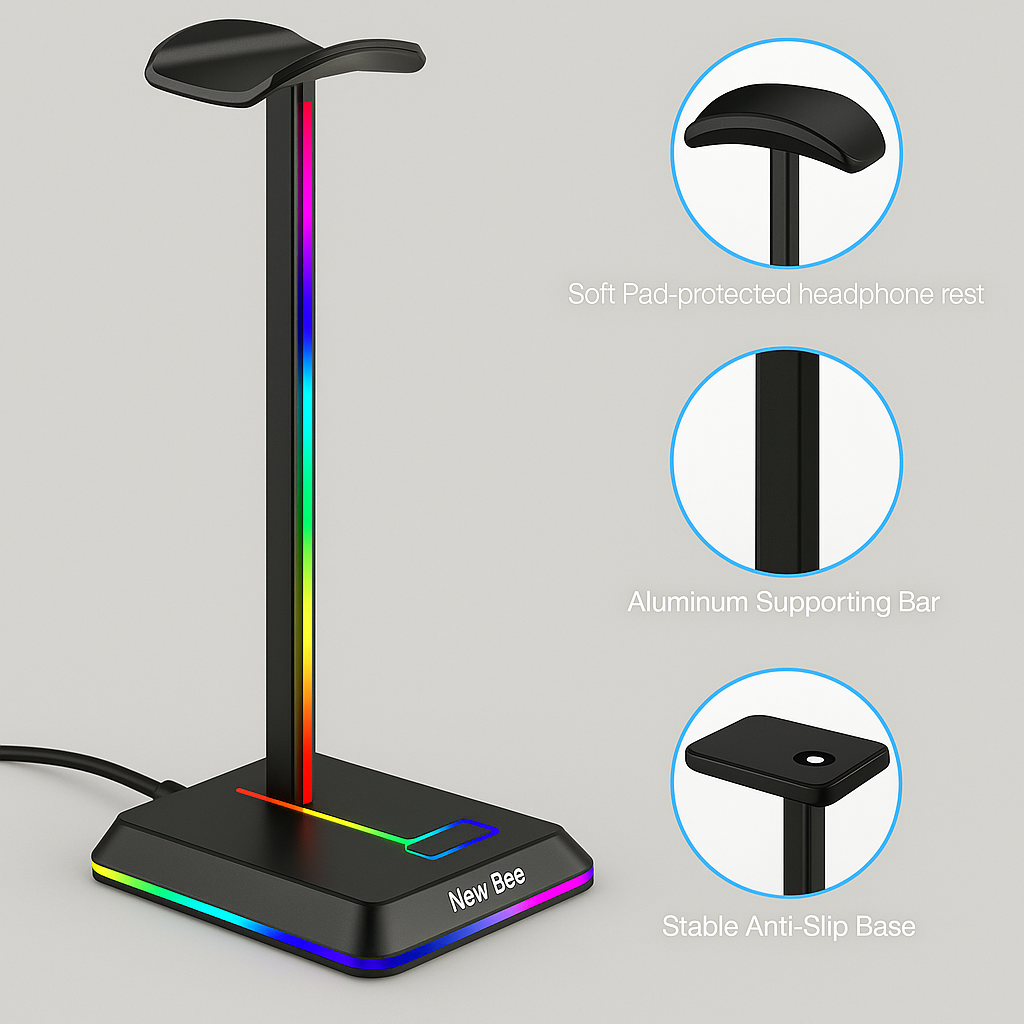 RGB Headset Stand - Stylish & Functional Gaming Accessory